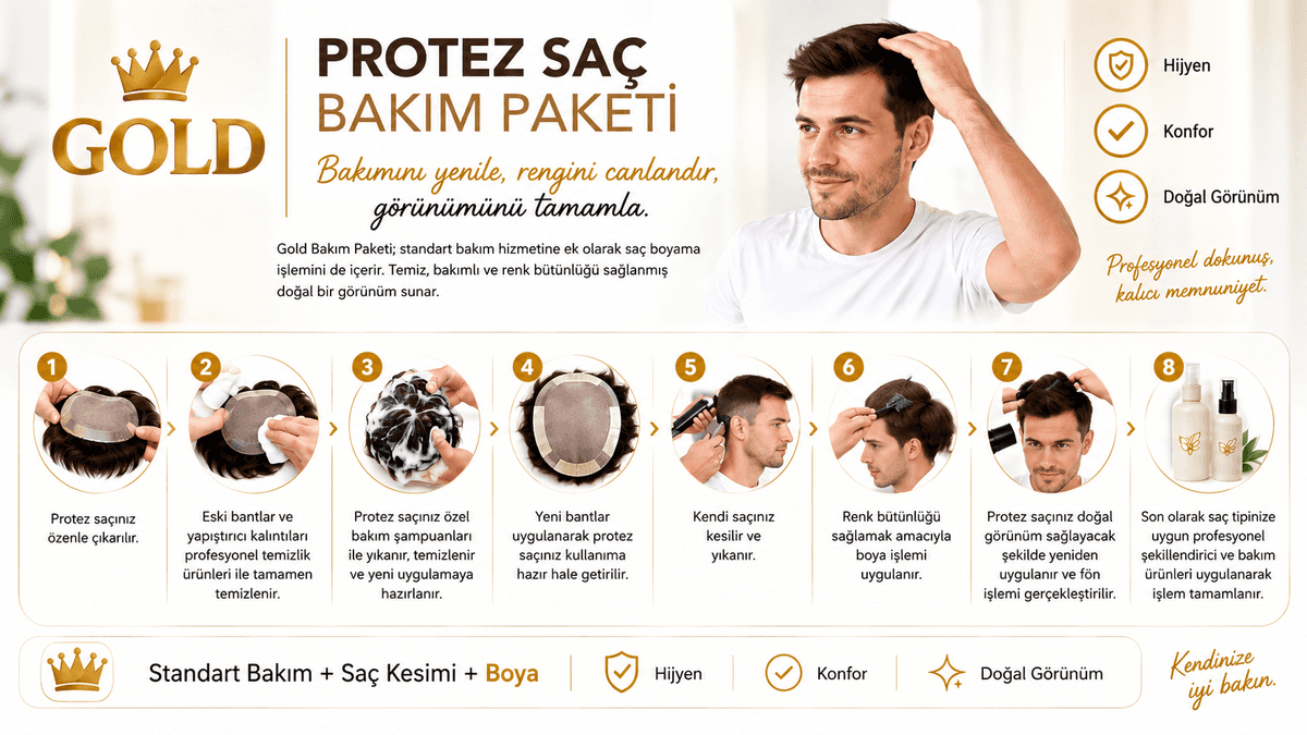 Gold Protez Saç Bakım Paketi (Bakım+Boya)